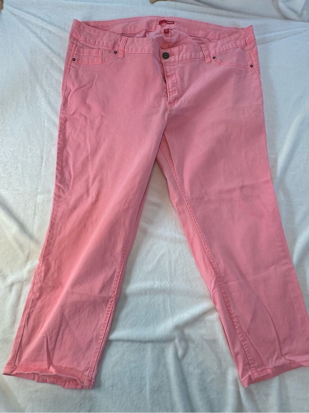 Bongo Pink Stretch Skinny Crop Jeans Size 24W Bright Barbiecore - Picture 3 of 11